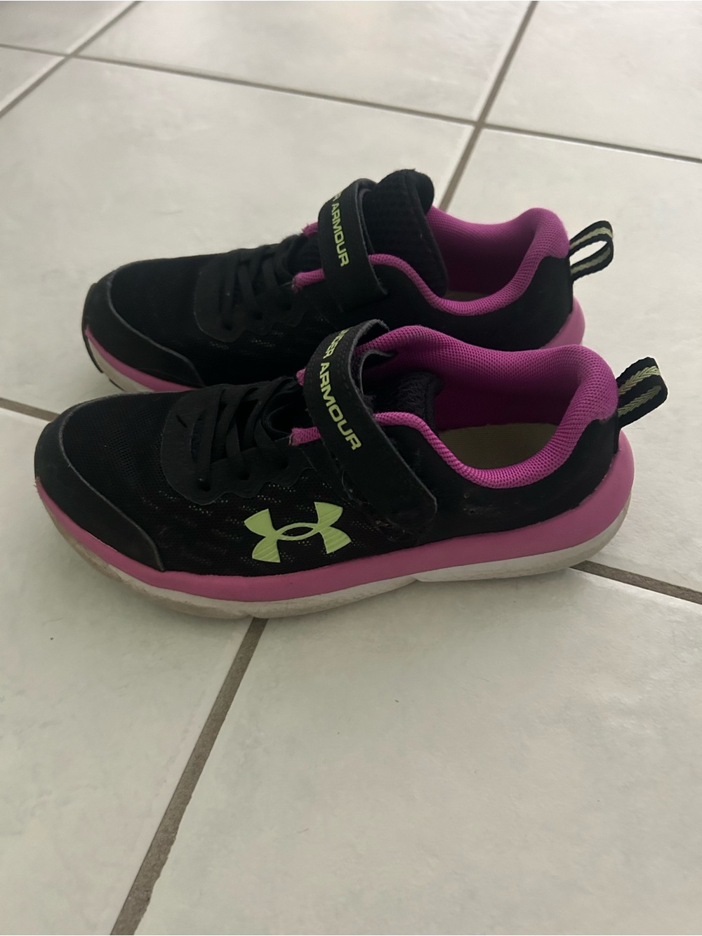 Under Armour Black Sneakers with Pink Trim for Kids